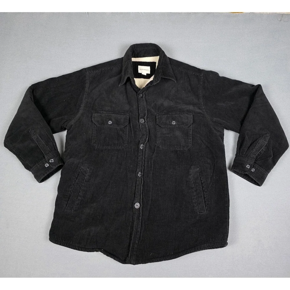 High Sierra Corduroy Sherpa Lined Jacket Mens Size Large Black Chore Shacket‎